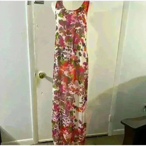 Walter Baker Pink and White Colorful Floral Maxi Halter Dress W118 Size M - Picture 1 of 8